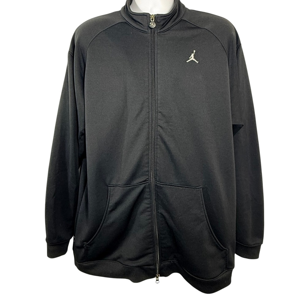 Jordan Mens XL Black Full Zip Track Jacket Jumpman Logo Mock Neck